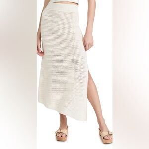 New A.L.C Caleb Cotton Knit Asymmetrical Side Slit Midi Skirt